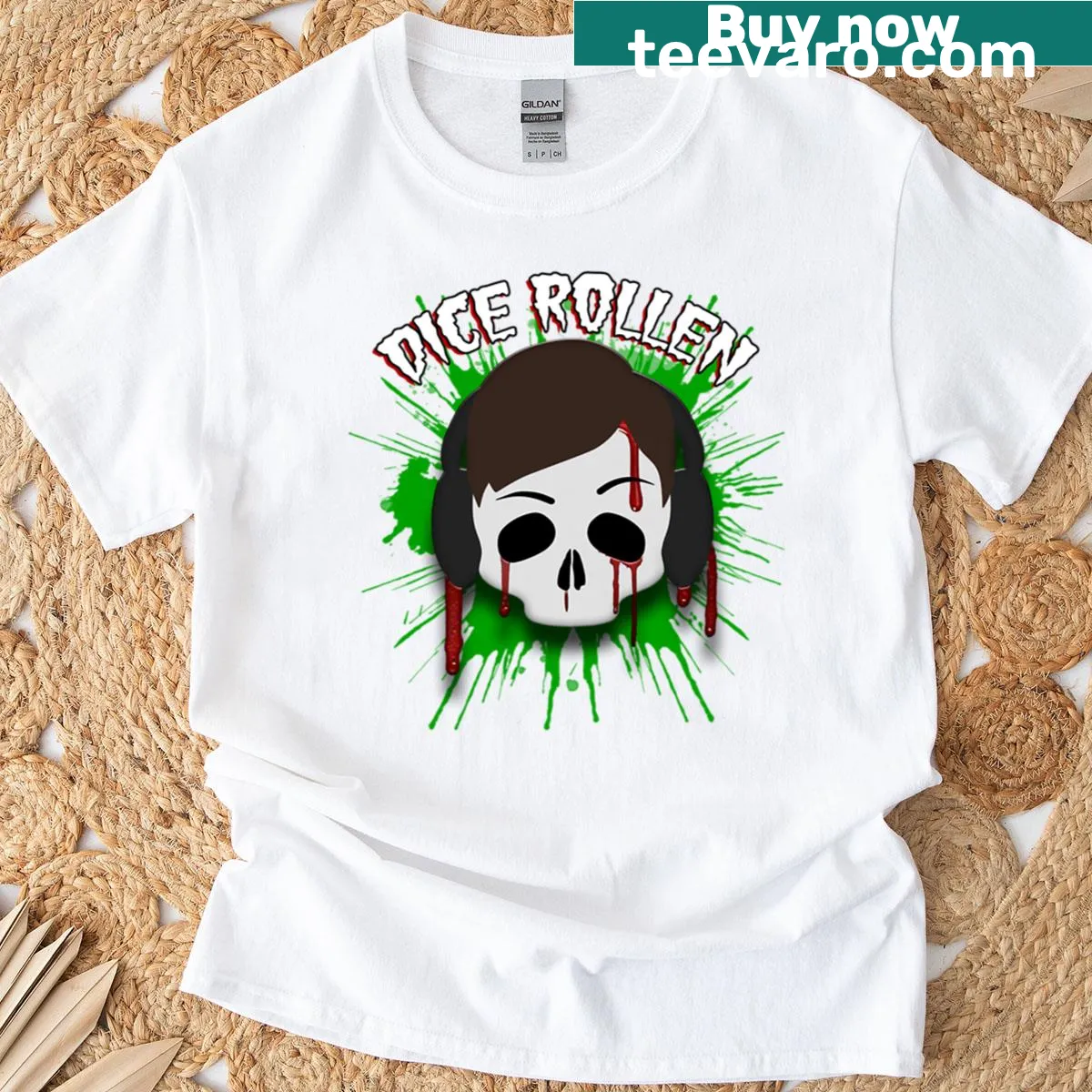 Stylish t-shirt with a logo of rolling dice — on a men's t-shirt