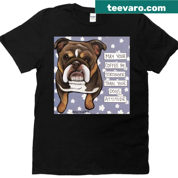 Hand-drawn illustration of an English Bulldog on a T-shirt