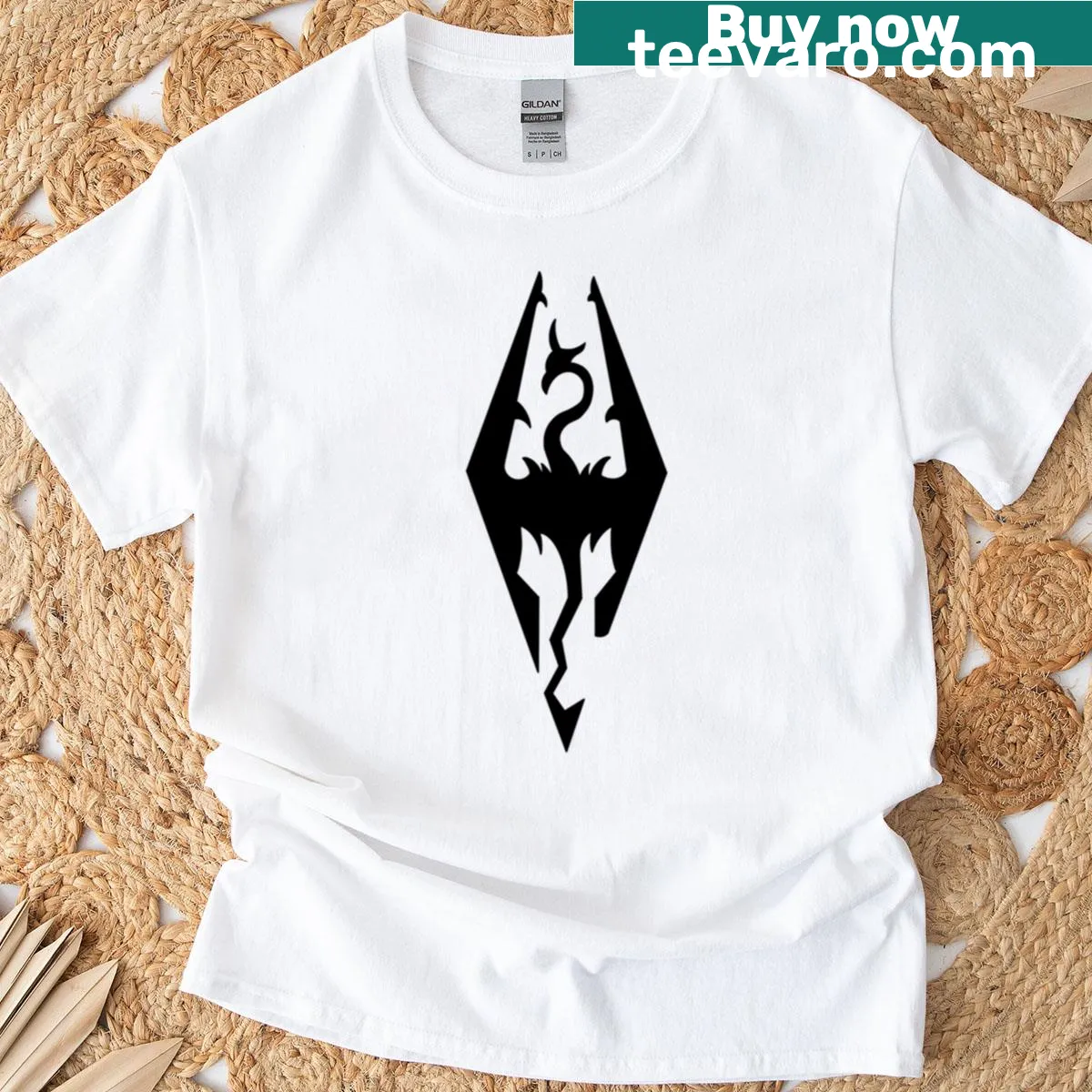 Illustration of a dragon with text for fantasy fans. — on a men's t-shirt