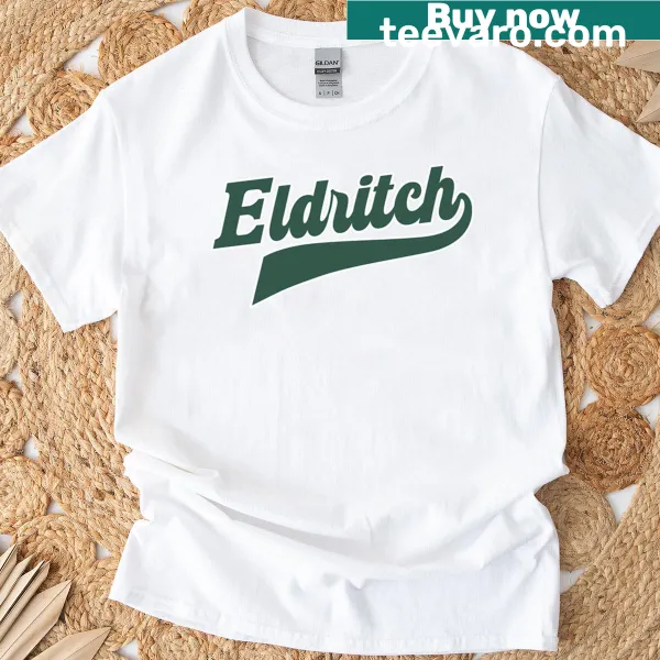 Vintage Eldritch lettering t-shirt with cosmic horror theme