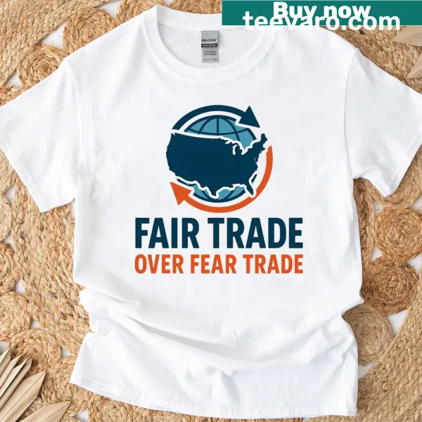 Bold advocacy logo t-shirt promoting fair trade values