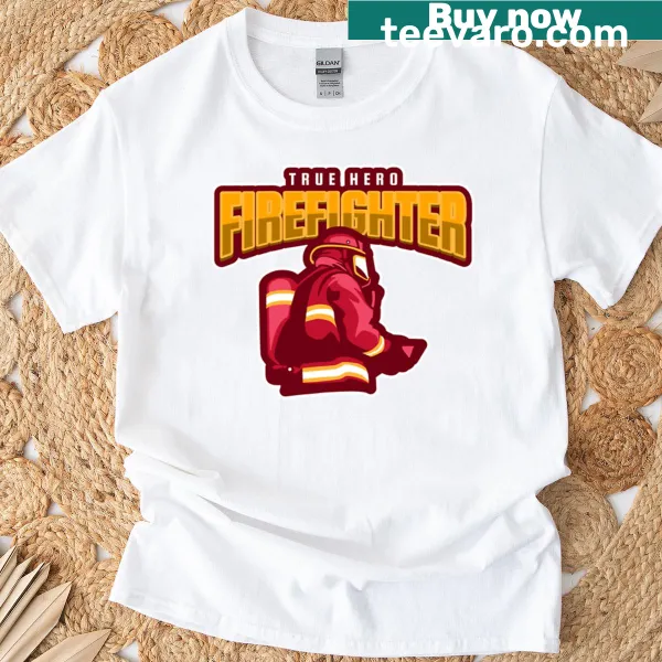 Heroic firefighter T-shirt with True Hero emblem