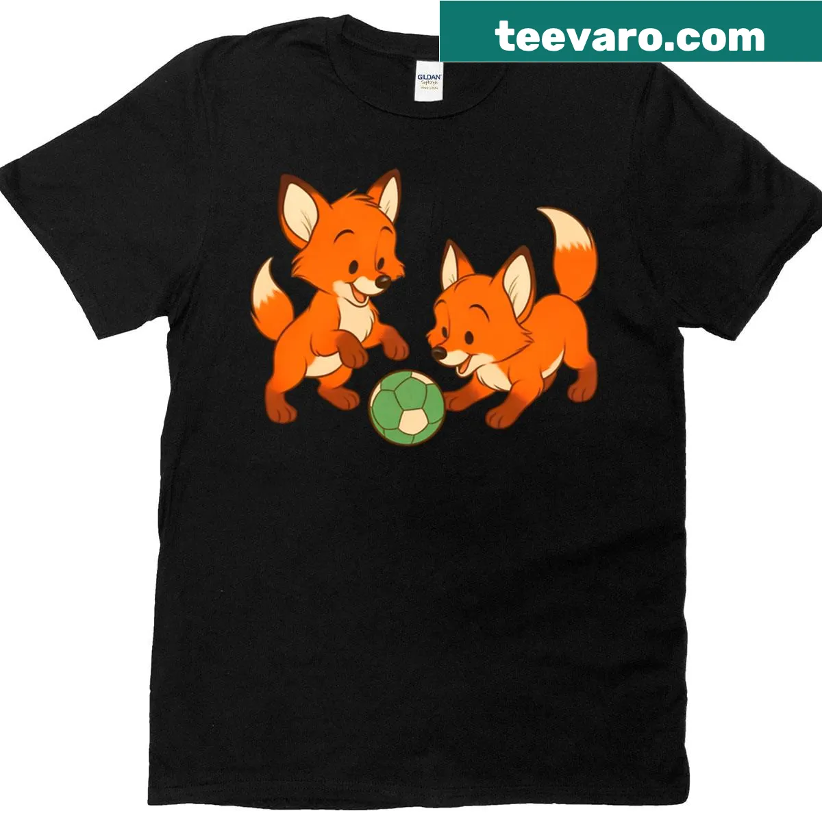 Illustration of playful foxes on a t-shirt — on a men's t-shirt