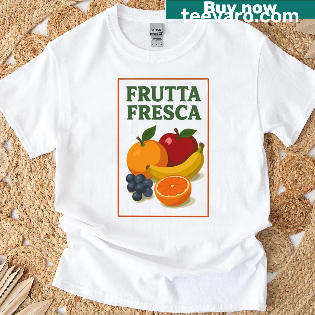 T-shirt with 'Frutta Fresca' text — on a men's t-shirt