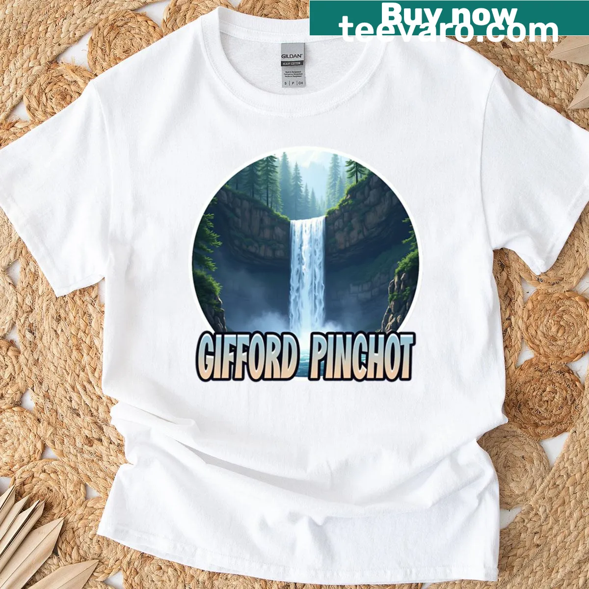 T-shirt showcasing artistic representation of Gifford Pinchot National Forest — on a men's t-shirt