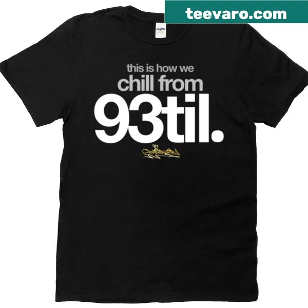 Vintage-style T-shirt with '93til' text celebrating nostalgia