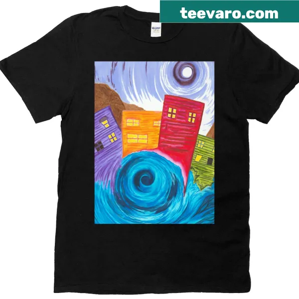 Artistic Gower Street whirlpool illustration on a T-shirt