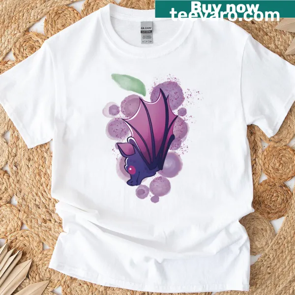 Cartoon bat enjoying grapes on a fun t-shirt