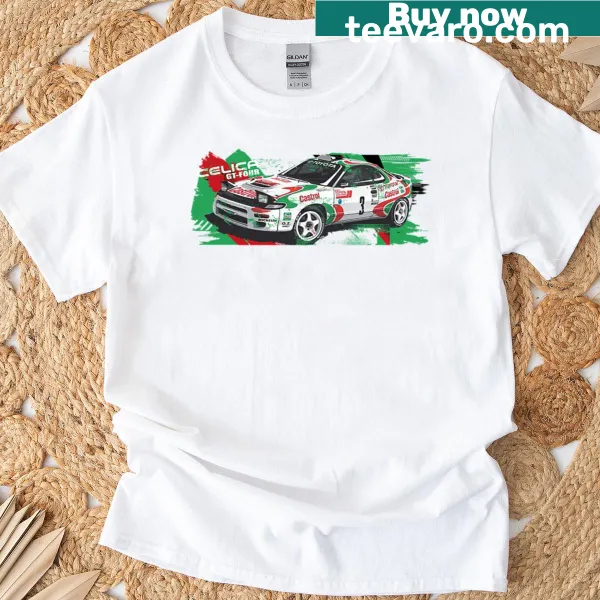 Graphic honoring Gt Four rally racing on a t-shirt