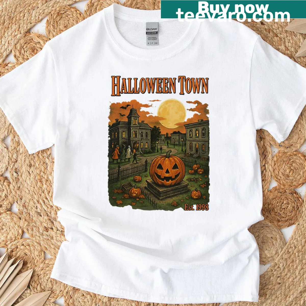 Illustration of Halloween-themed elements on a T-shirt — on a men's t-shirt