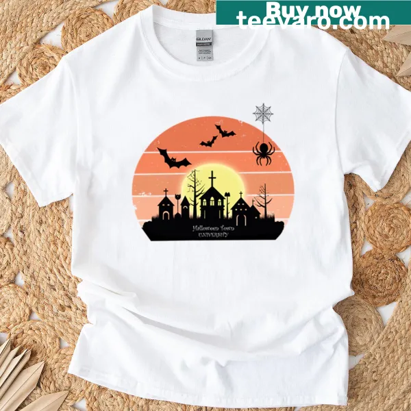 Vintage Halloween Town University T-shirt with spooky graphic