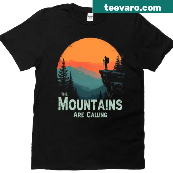 Illustrated hiking design on a t-shirt celebrating the great outdoors