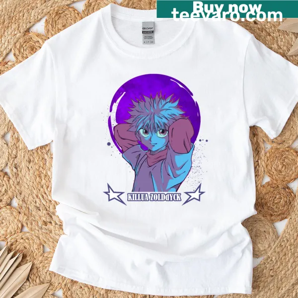 Illustration of Killua from Hunter X Hunter on a T-shirt