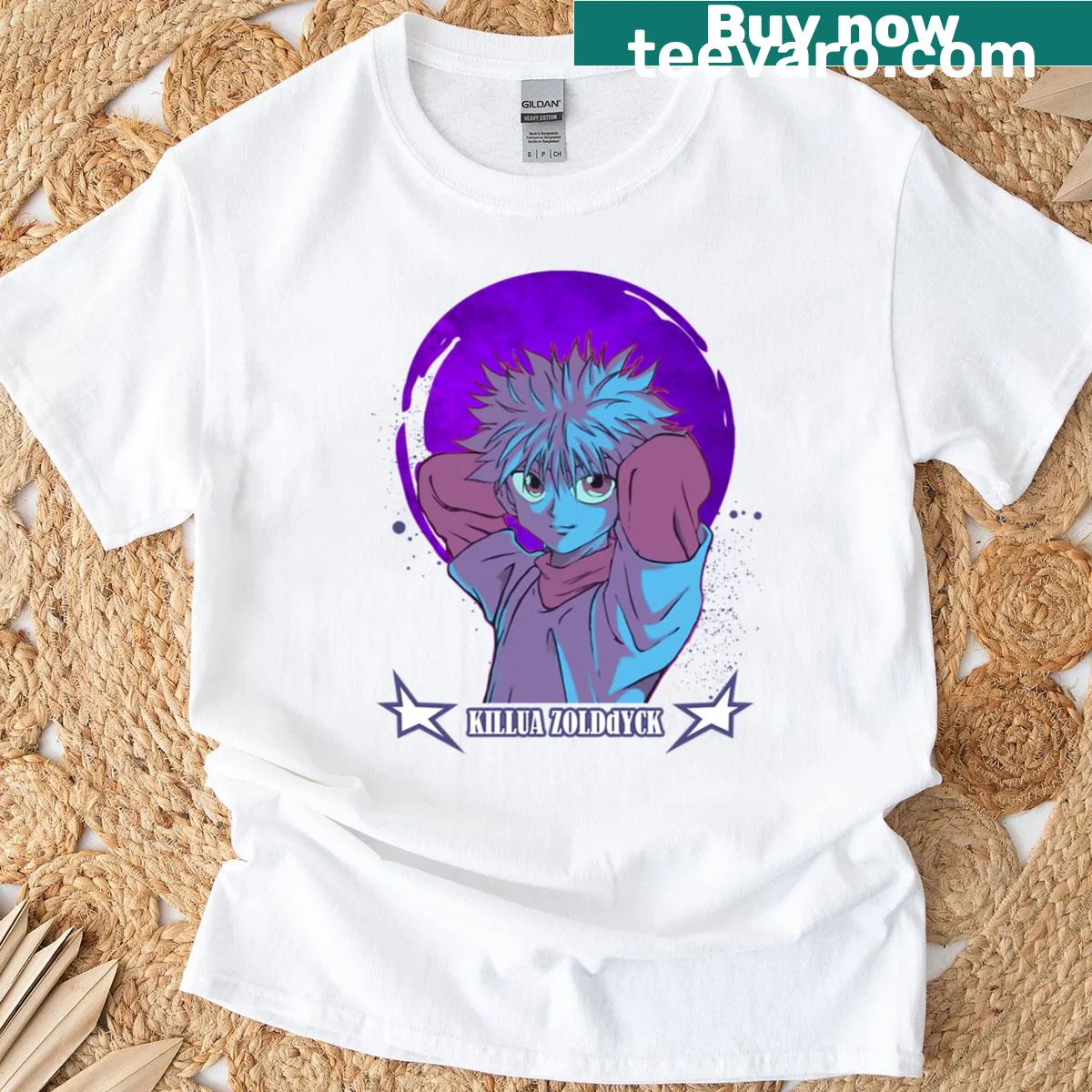 Illustration of Killua from Hunter X Hunter on a T-shirt — on a men's t-shirt