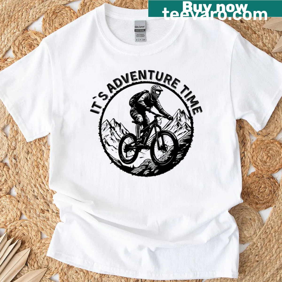 Vintage-style adventure-themed cycling T-shirt — on a men's t-shirt
