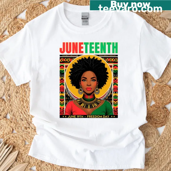 Illustration of an Afro woman celebrating Juneteenth