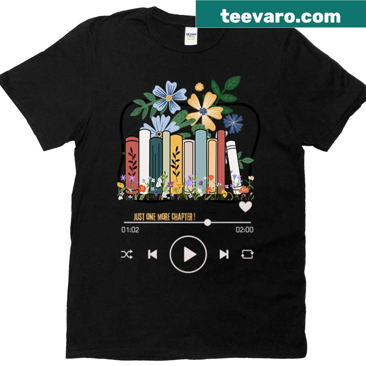 Playful Just One More Chapter t-shirt with fun typography — on a men's t-shirt