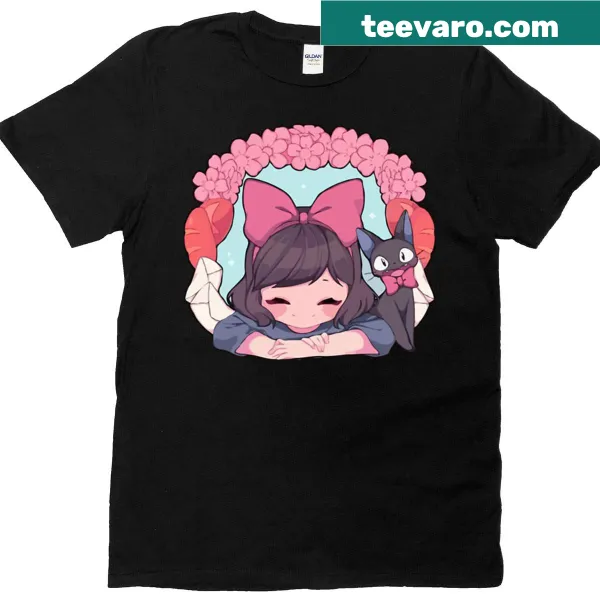 Adorable T-shirt featuring Kiki and her cat in a cartoon design