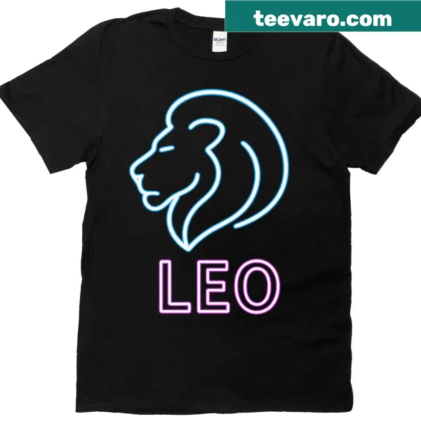 Glowing lion design representing the Leo zodiac sign on a t-shirt