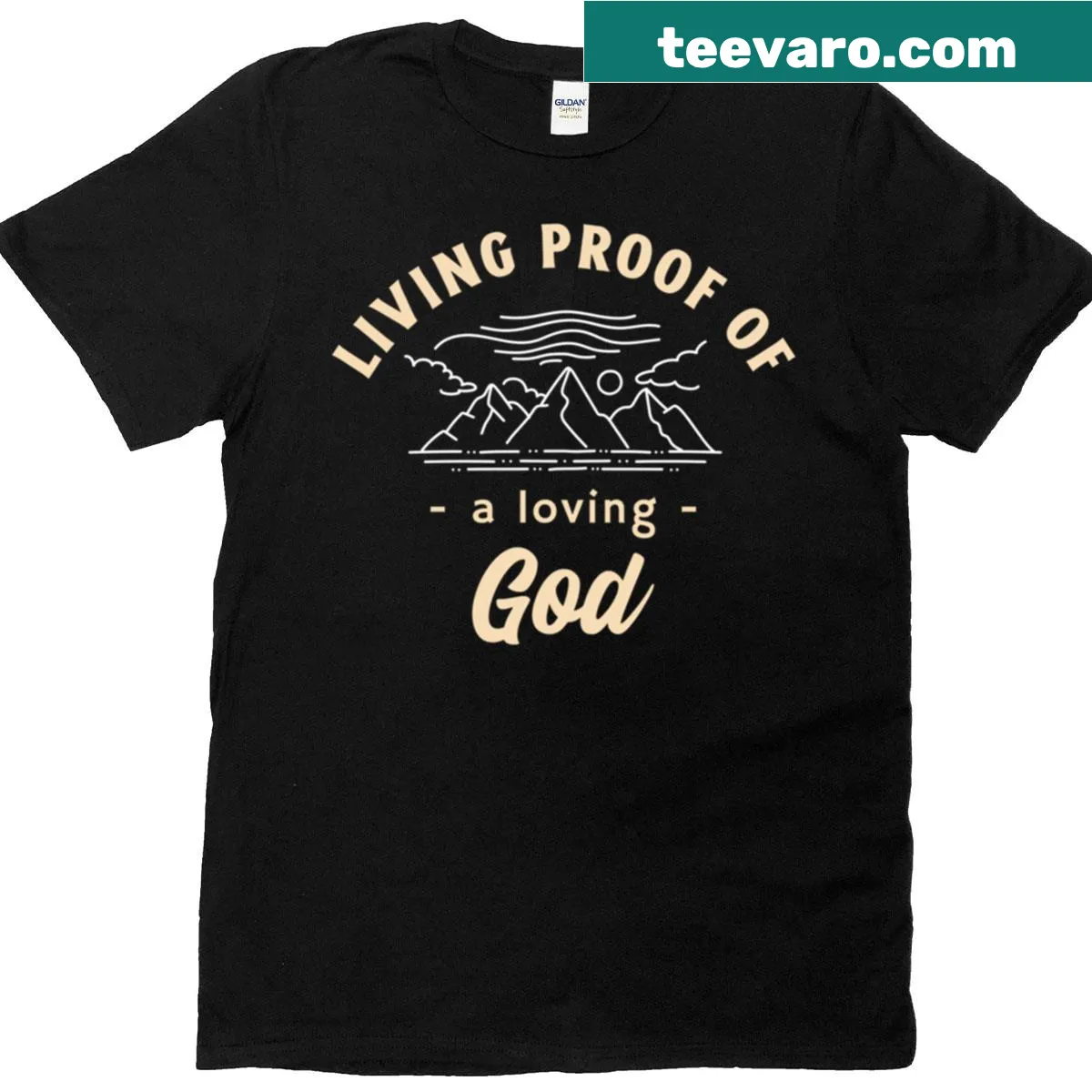T-shirt with the inspirational phrase Living Proof Of A Loving God — on a men's t-shirt