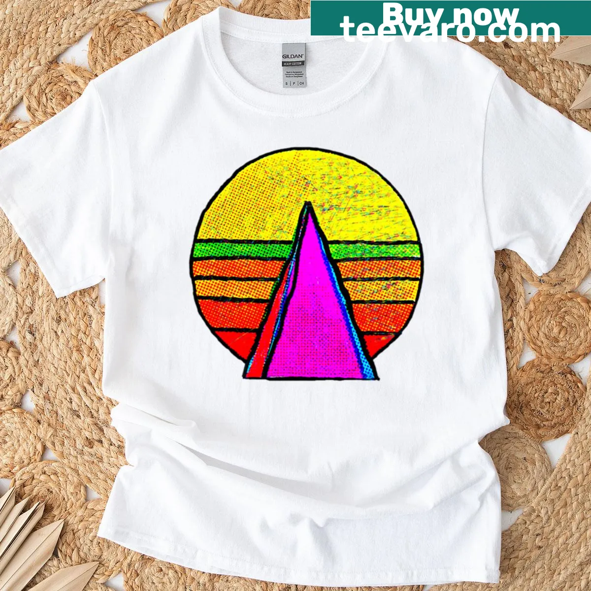 Minimalist t-shirt featuring a lone pyramid design for a unique statement — on a men's t-shirt