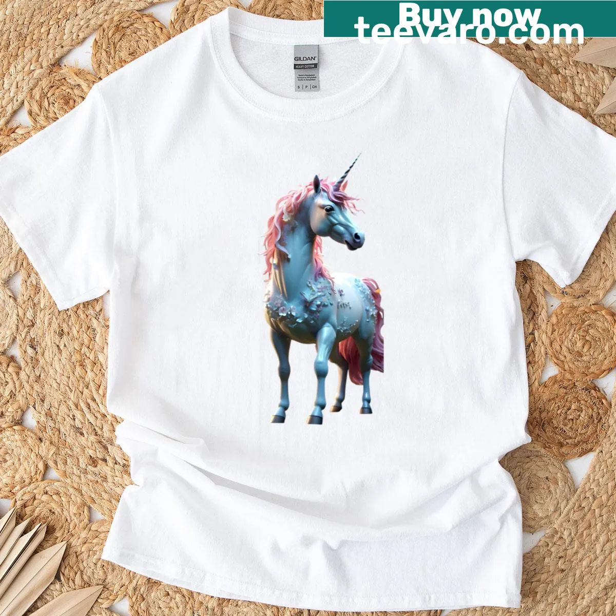 Cute t-shirt featuring a delightful pink unicorn graphic for playful wear — on a men's t-shirt