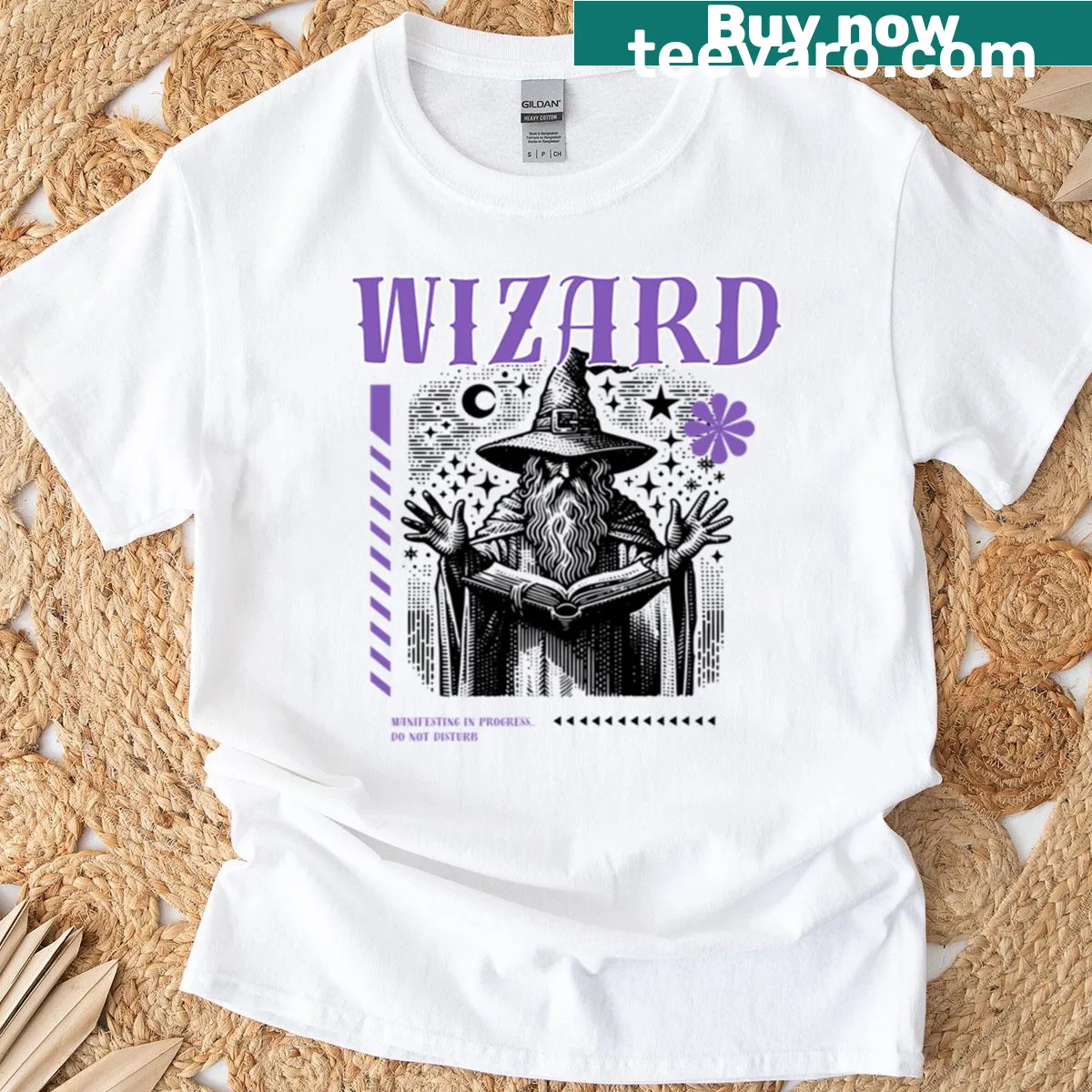 Typography design on a T-shirt inspired by manifestation magic — on a men's t-shirt