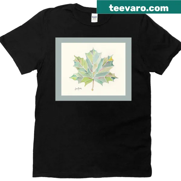 Watercolor illustration T-shirt featuring a maple leaf design.