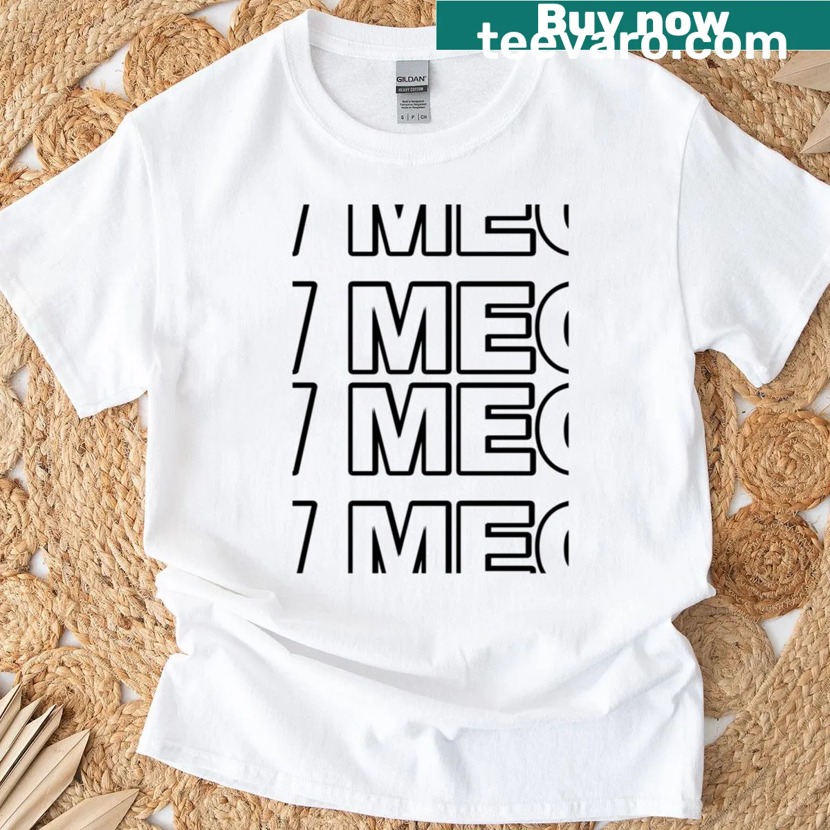 Cute T-shirt with a minimal cat sound pattern representing meows — on a men's t-shirt