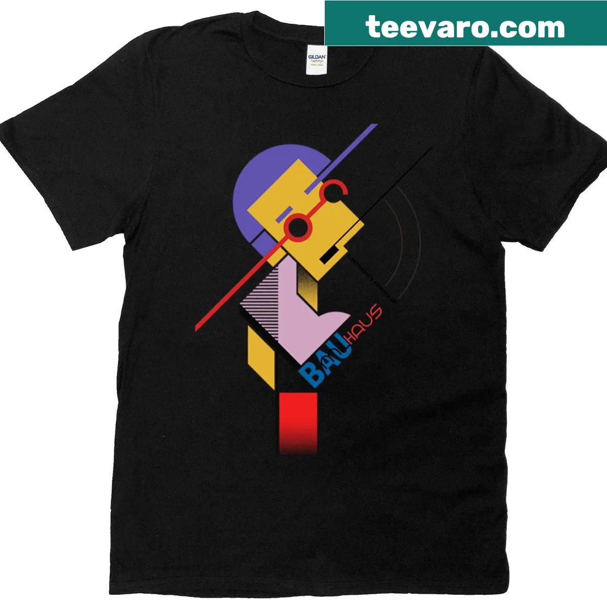 Stylized typography design featuring the word Milbauhaus on a T-shirt — on a men's t-shirt