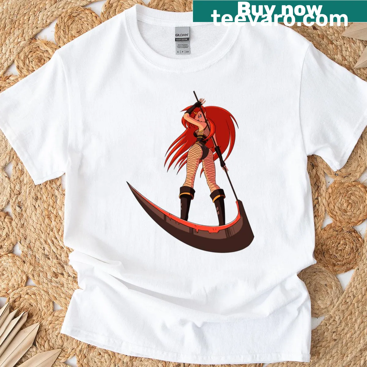 Cartoon T-shirt featuring a playful succubus character. — on a men's t-shirt
