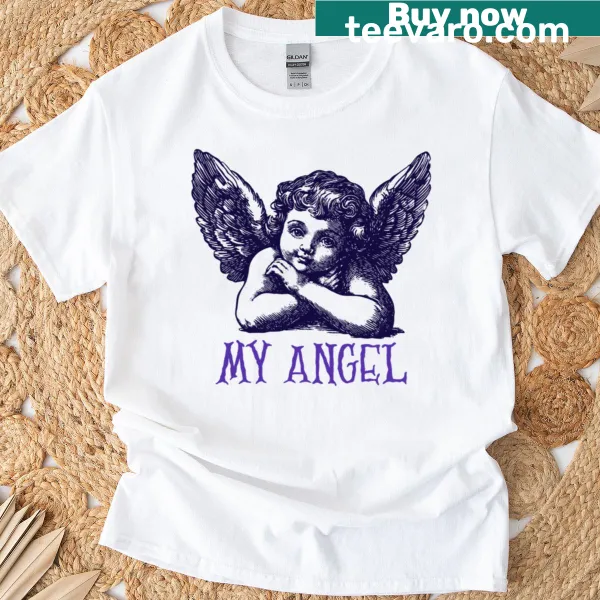 Sentimental angel illustration t-shirt for moms