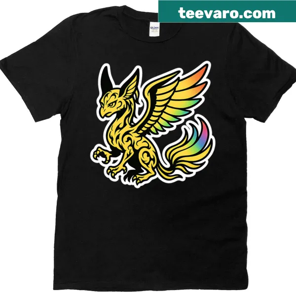 Whimsical design of a mythical bird on a T-shirt