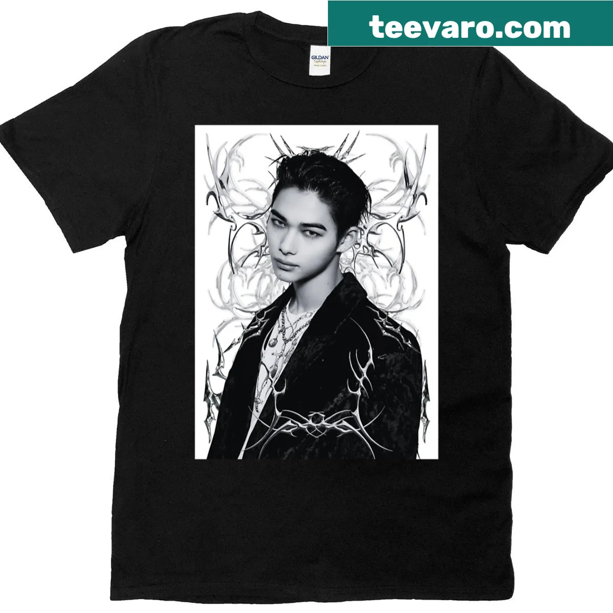 Niki Enhypen T-shirt featuring bold typography of the artist's name — on a men's t-shirt
