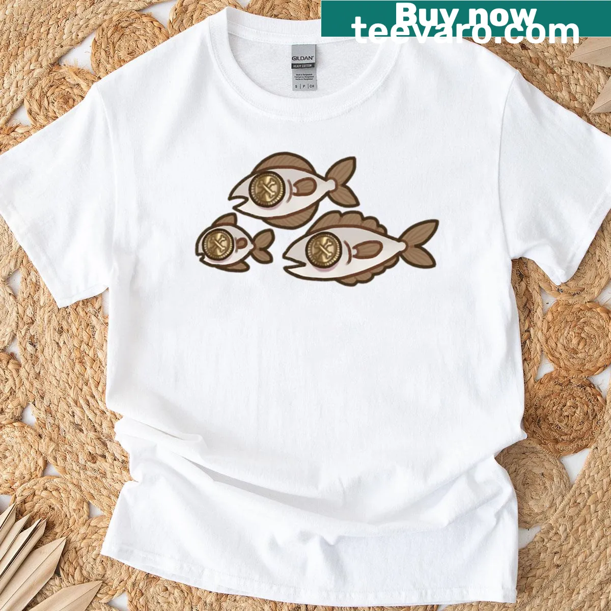 Illustration of a playful obolfish on a T-shirt — on a men's t-shirt