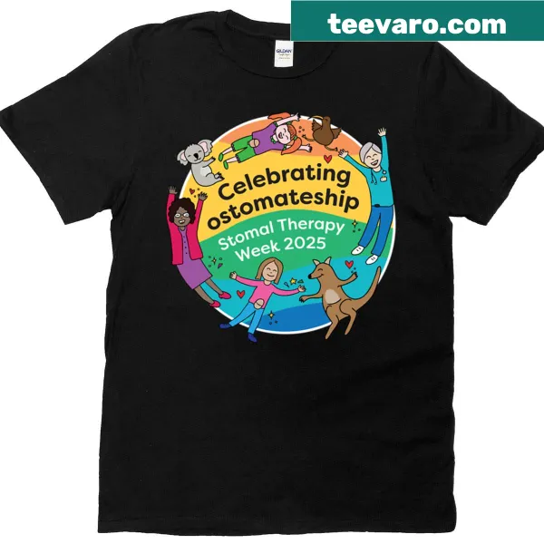 Simple graphic Ostomateship t-shirt celebrating resilience and community