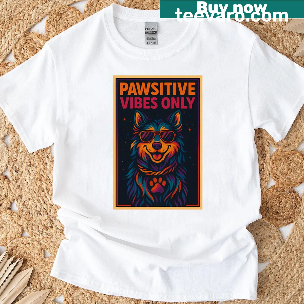 Psychedelic husky graphic on a T-shirt — on a men's t-shirt