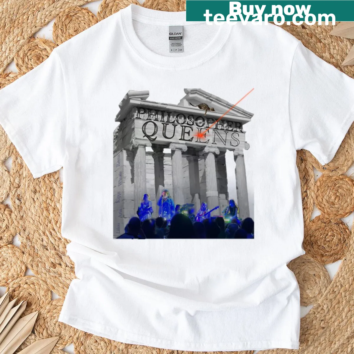 Limited edition T-shirt with hand-lettered Philosopher Queens design — on a men's t-shirt