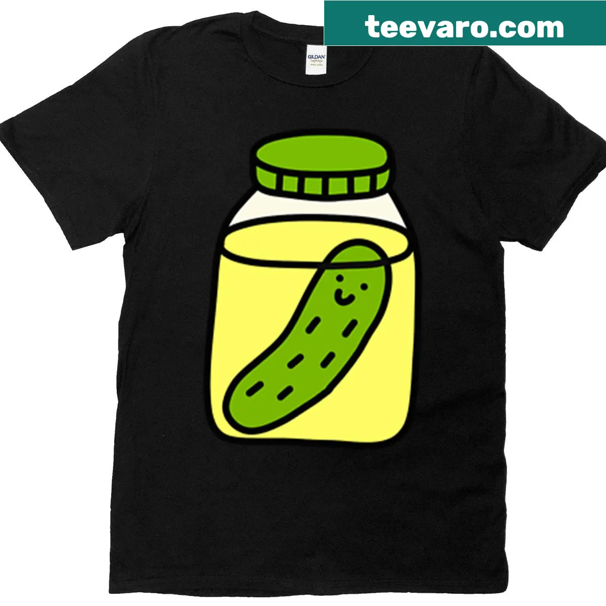 Cute pickle in a jar graphic on a T-shirt — on a men's t-shirt