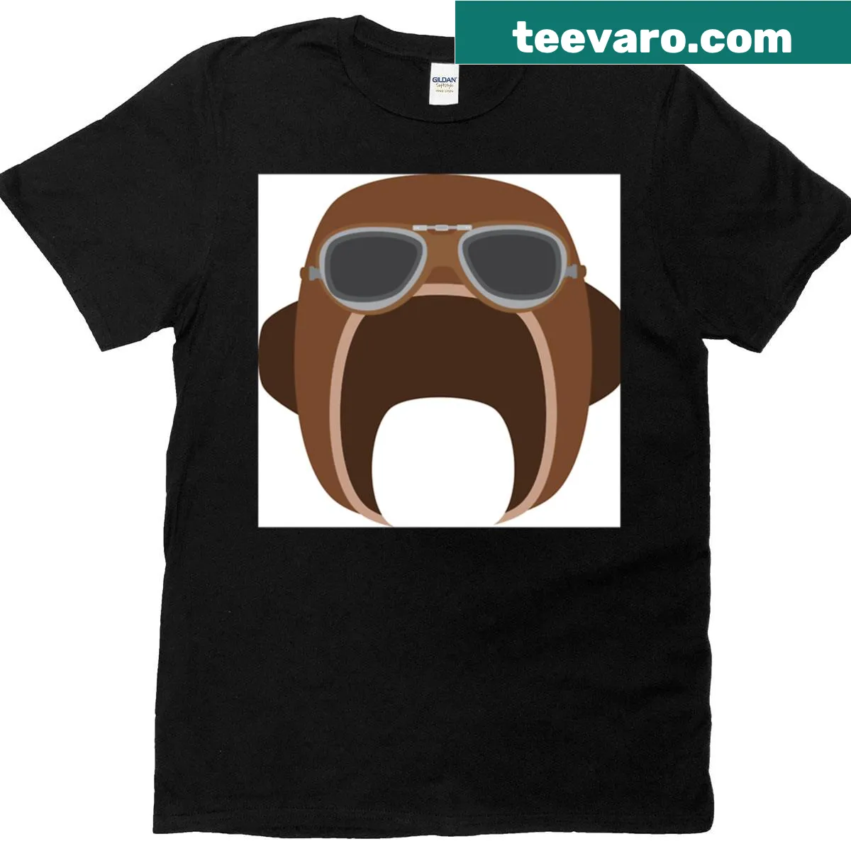 Pilot helmet design on a casual t-shirt — on a men's t-shirt