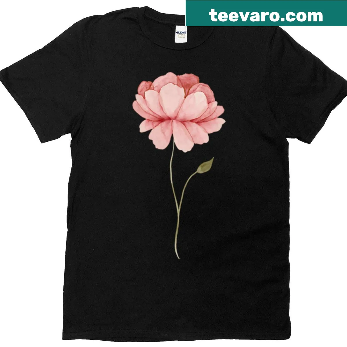 Watercolor painting of pink peonies on a t-shirt — on a men's t-shirt