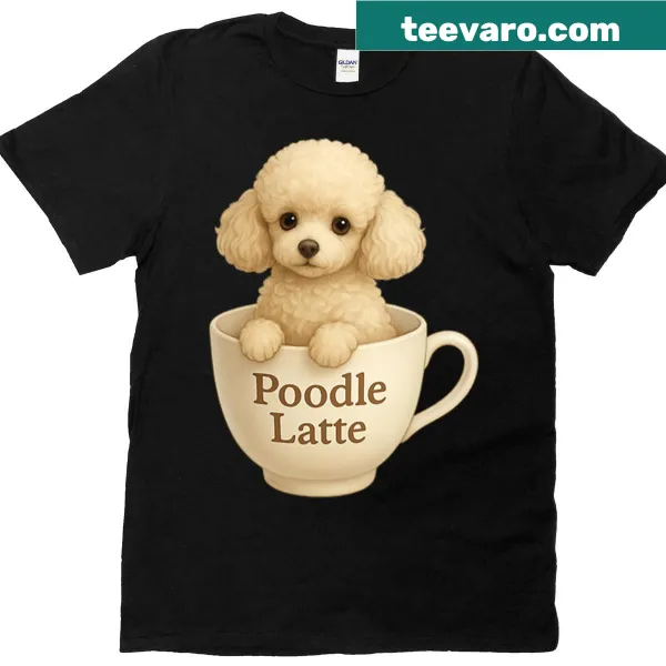Cute Poodle in a coffee cup illustration t-shirt