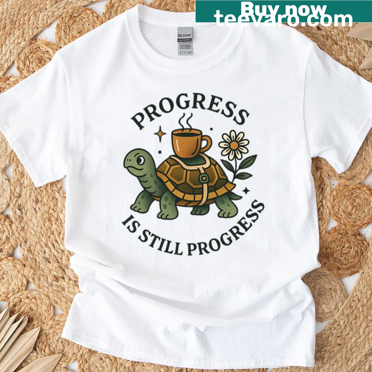 Typographic design emphasizing the message of progress — on a men's t-shirt