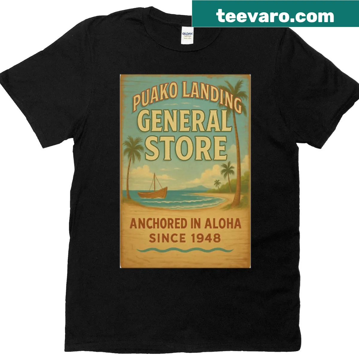 T-shirt featuring a design inspired by Puako Landing — on a men's t-shirt