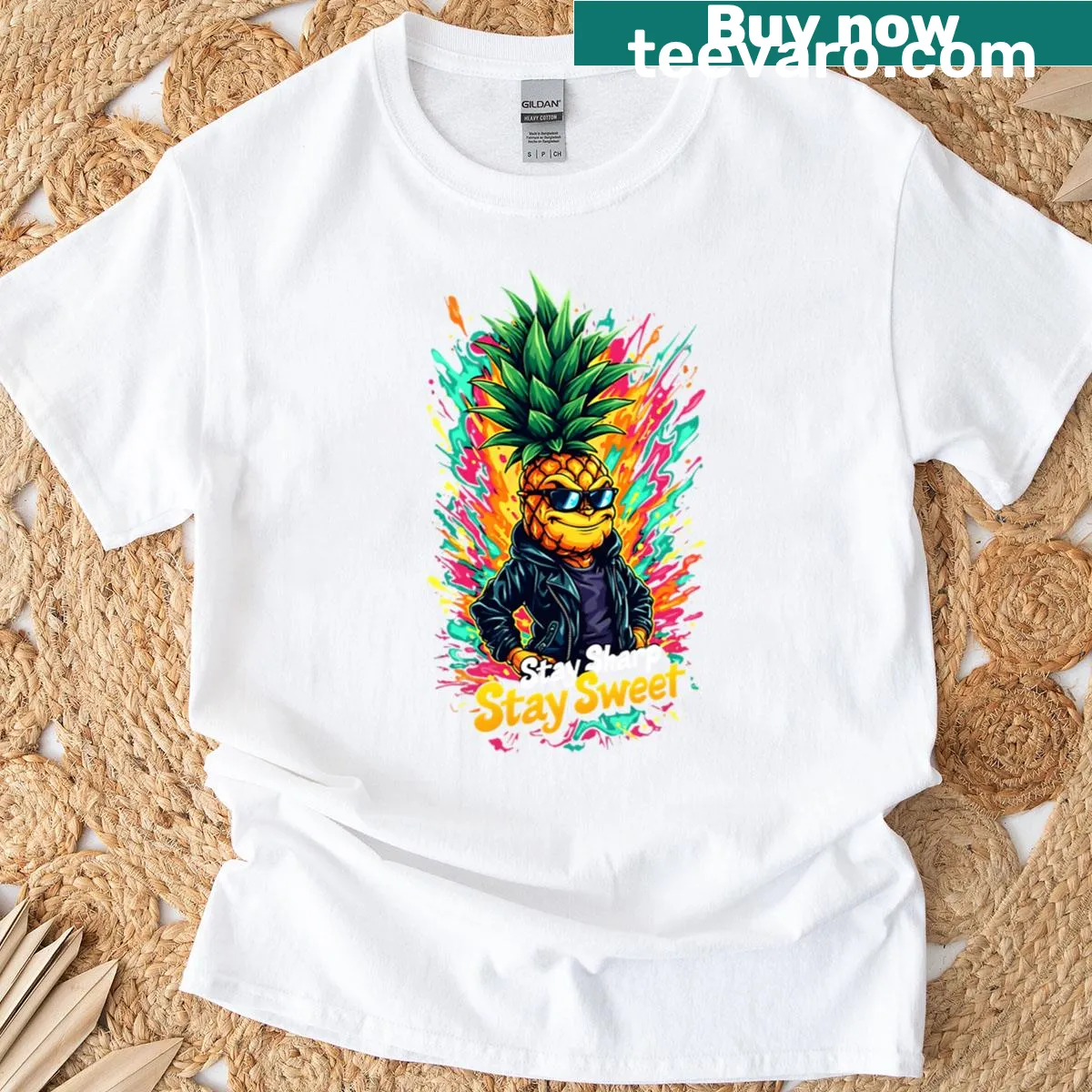 Funny T-shirt with punk pineapple graphic and slogan — on a men's t-shirt