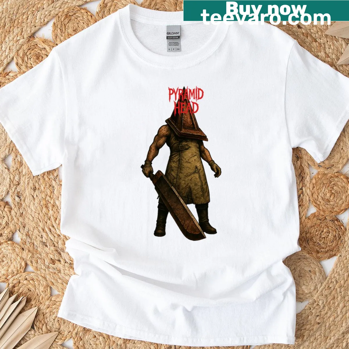 Illustration of Pyramid Head from Silent Hill on a t-shirt — on a men's t-shirt