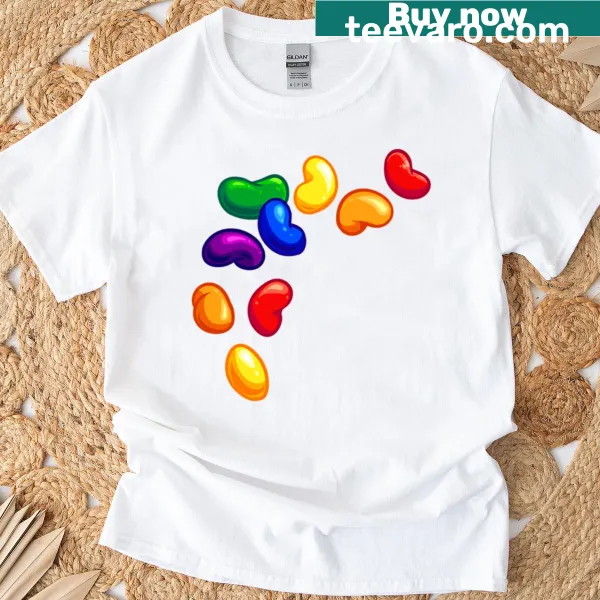 Colorful jellybeans design t-shirt ideal for candy lovers.