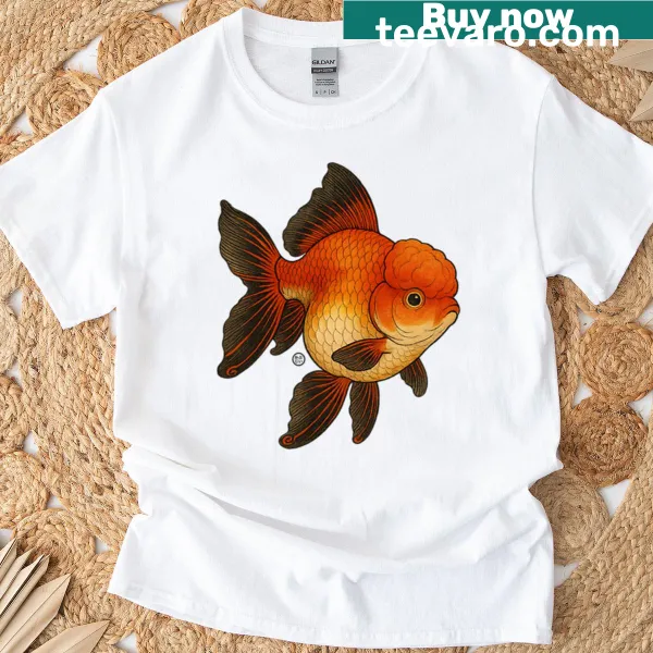 Vintage Japanese style goldfish design on a T-shirt.