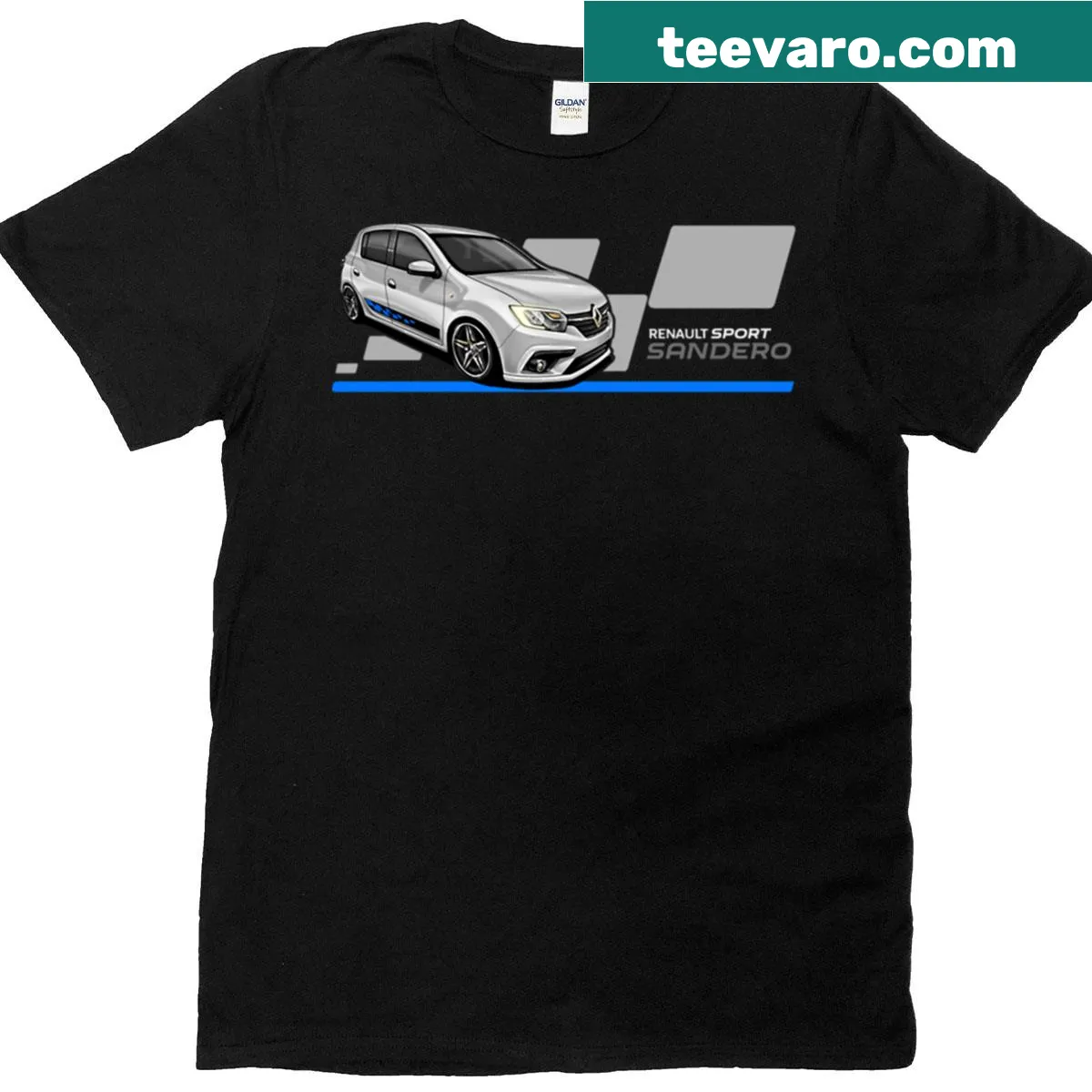 Illustration of Renault Sandero on a white T-shirt. — on a men's t-shirt