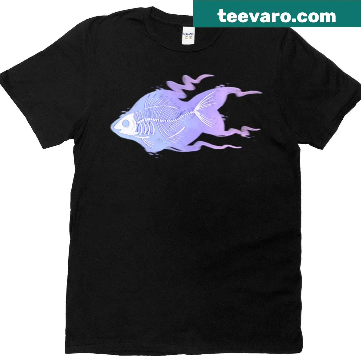 Funny t-shirt featuring a skeleton jellyfish illustration — on a men's t-shirt